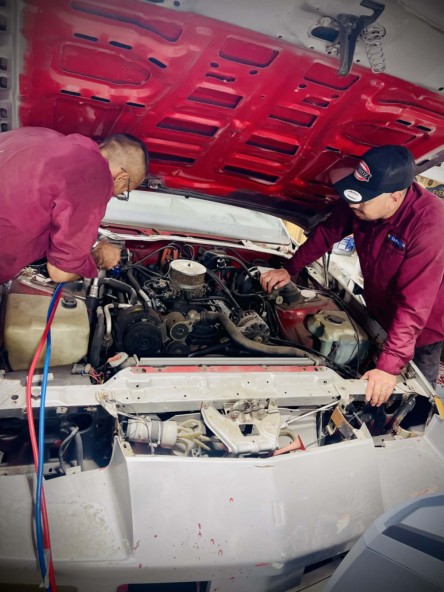 Professional mechanics at work